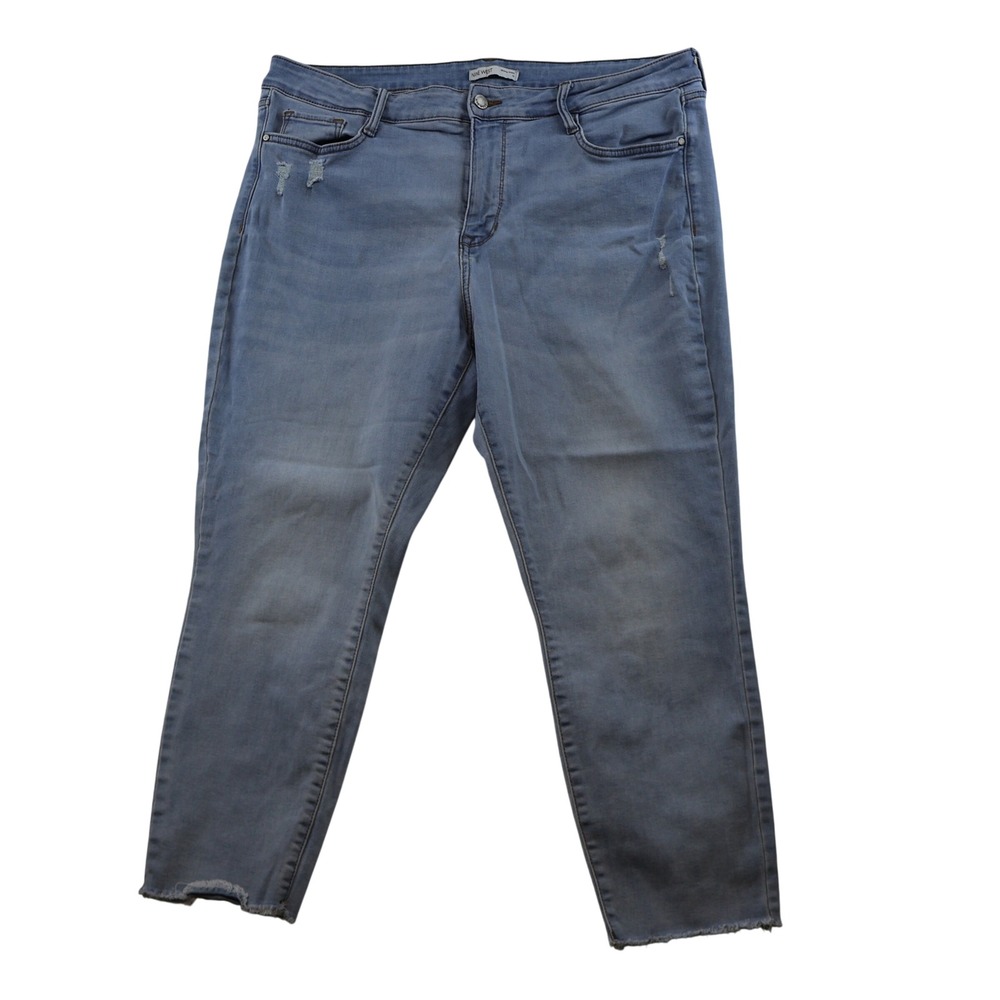 Nine West Womens 18 Skinny Ankle Jeans Blue Distressed Raw Hem WW14D608RW1